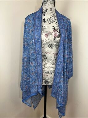 Blue Boho Paisley Kimono Wrap/Cardigan – One Size